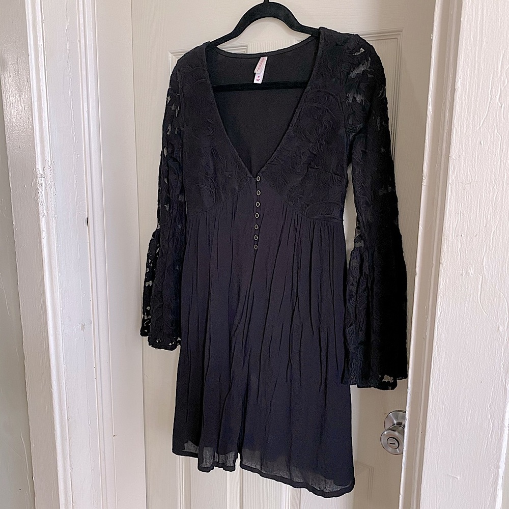 Boho Lace Dress With Bell Sleeves